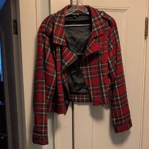 Sourpuss Red Plaid Bomber Jacket XXXL